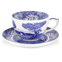 Spode Grande Tasse Et Soucoupe Blue Italian