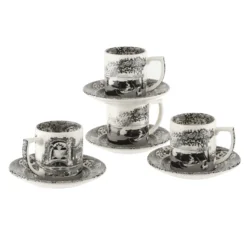 Spode Tasse à Espresso Avec Soucoupe Black Italian Lot De 4