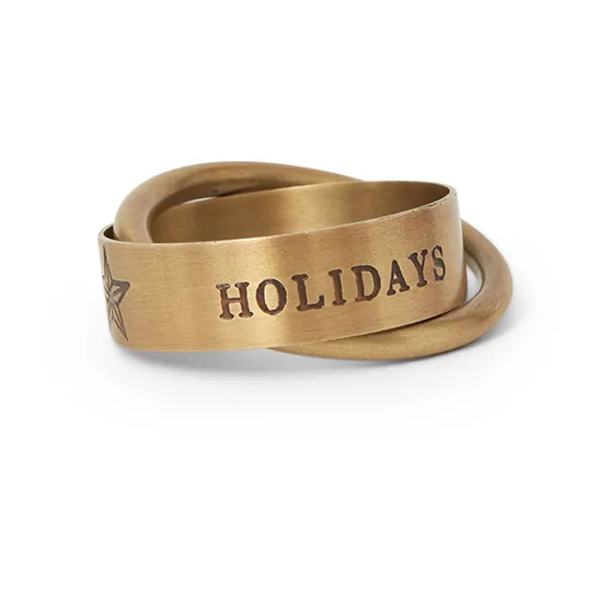 Lexington Rond De Serviette Happy Holidays Brass Ø4 Cm 3 Lexington Rond De Serviette Happy Holidays Brass Ø4 Cm