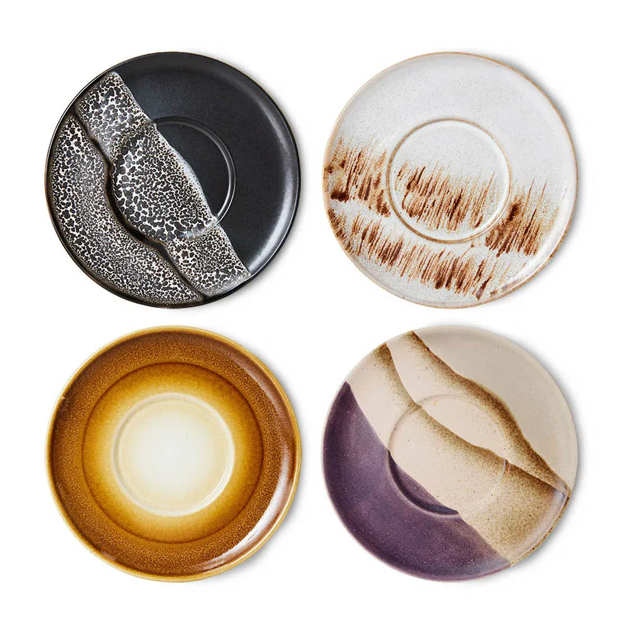 Soucoupe De Tasse à Café 70's Ø 13 Cm 4 Pièces 3 Soucoupe De Tasse à Café 70's Ø 13 Cm 4 Pièces