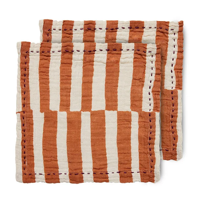 Serviette En Coton Striped 30x30 Cm, Lot De 2 3 Serviette En Coton Striped 30x30 Cm, Lot De 2